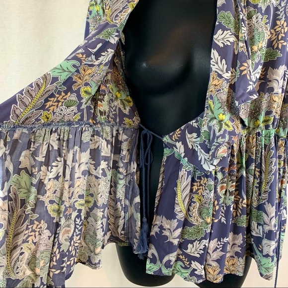 Anthropologie Jaase Floral jacket with tassel ties, Size M - Picture 4 of 6
